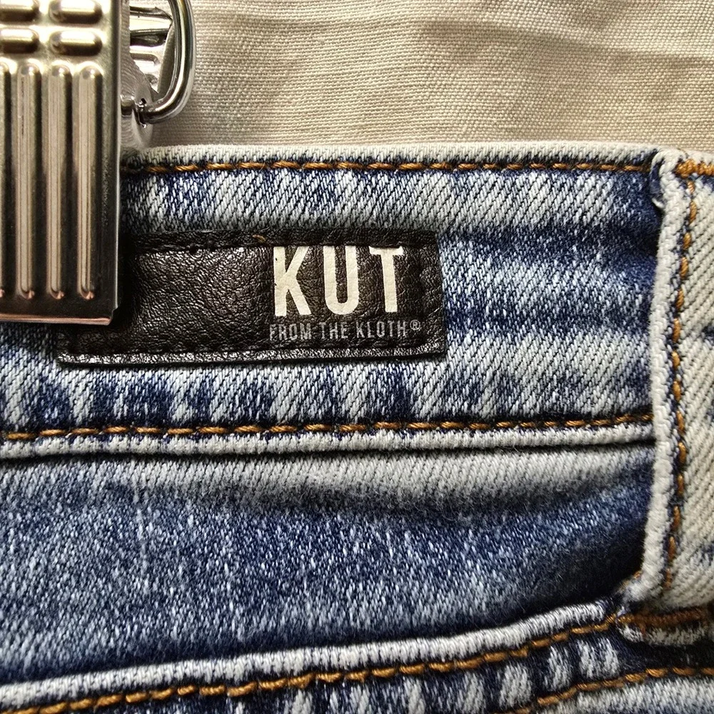 KUT from the Kloth Naomi Girlfriend Ankle Jeans‎ Distressed Denim Size 16